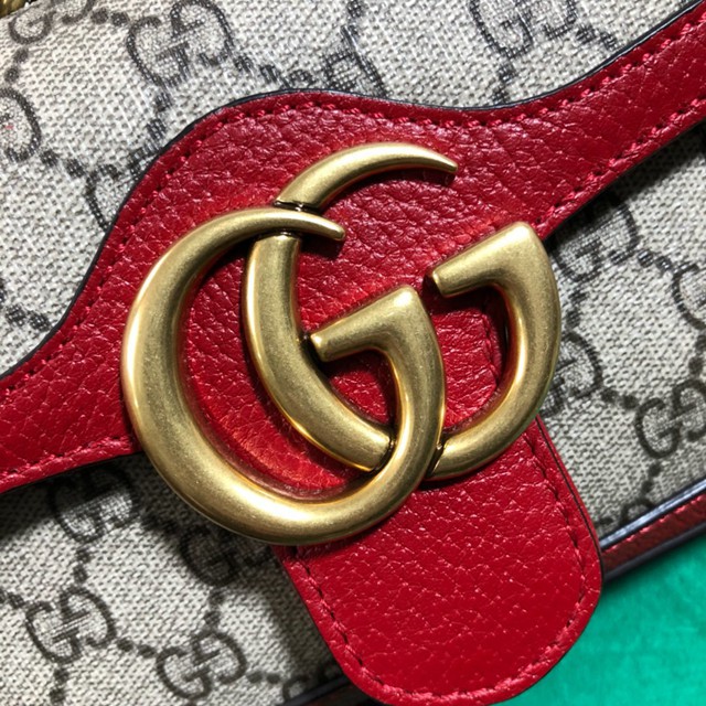 Gucci經典款女包 446744 古馳GG Marmont系列絎縫斜挎包 Gucci紅pvc鏈條女包  gqy1843